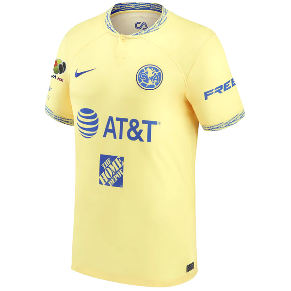 Nike Club America Henry Martin Home Jersey w/ Liga MX Patch 22/23 (Lemon Chiffon/Medium Blue) Size XL
