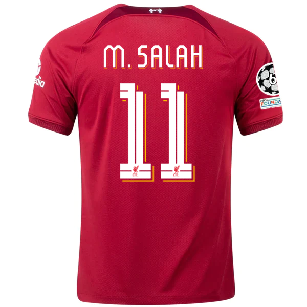 Nike Liverpool Mohamed Salah Home Jersey w/ Champions League Patches 2 ...