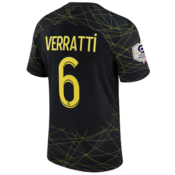 Nike Saint-Germain Marco Verratti Cuarto Jersey 22/23 (Negro/Ama - Soccer Wearhouse