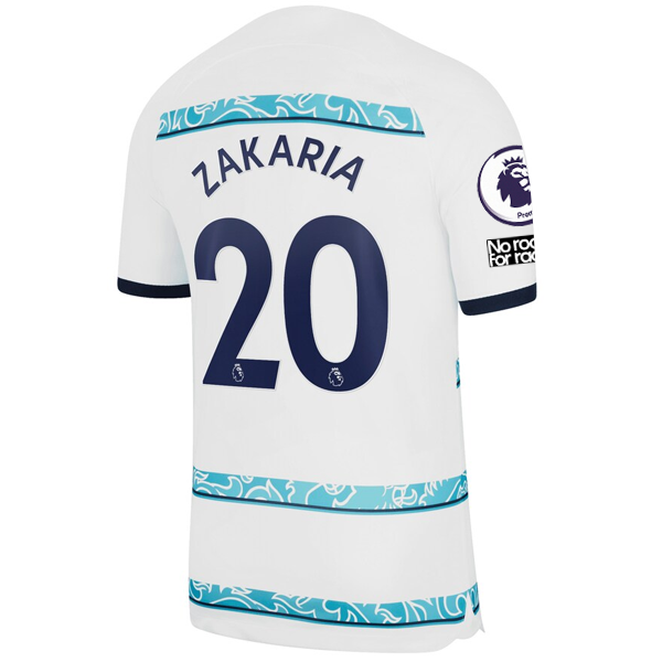 Nike Chelsea Hakim Ziyech Away Jersey w/ EPL + Club World Cup Patches 22/23  (White/College Navy)