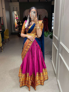 Dark Pink Narayan Pet Cotton Lehenga Choli