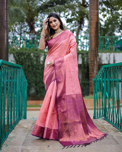 Pale pink luxury kanjivaram silk saree