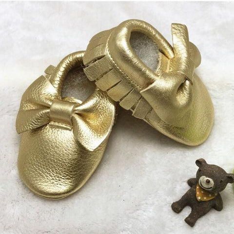 Bow Knot Genuine Leather Baby Girl Moccasins – dashingbaby.com