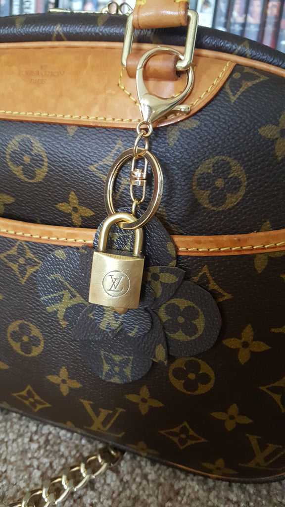 Vintage Reworked Louis Vuitton Charm Keychain Red White Monogram