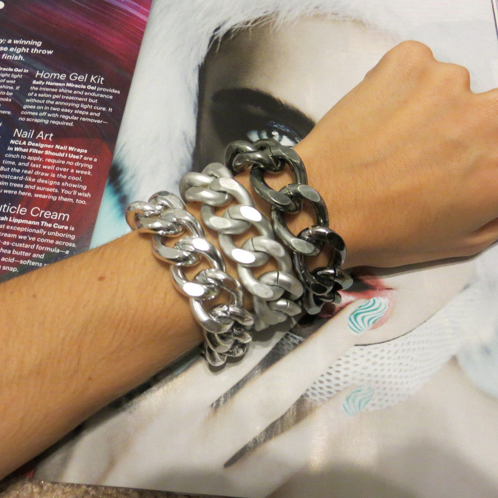 thick silver bracelet