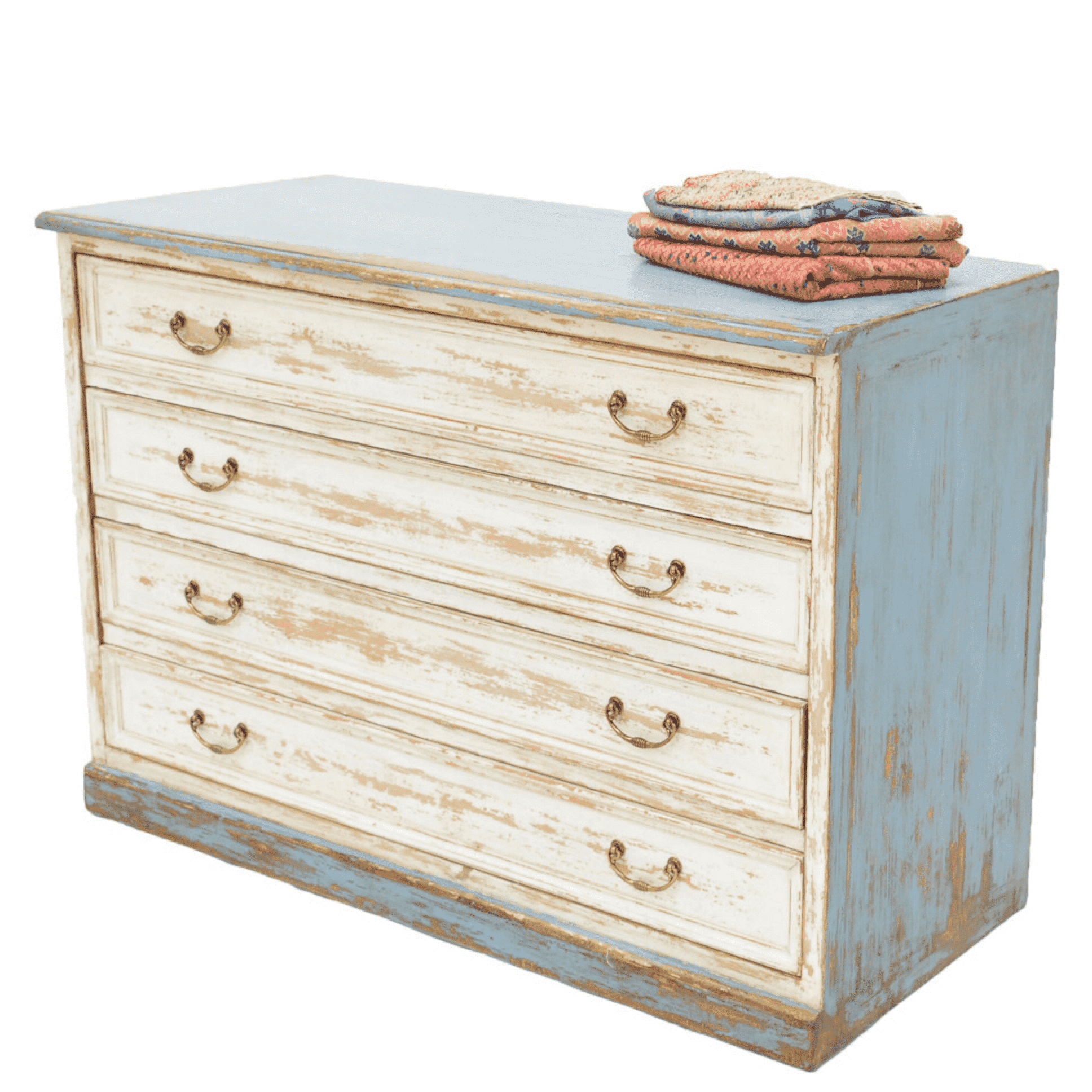 Distressed Blue And White Dresser