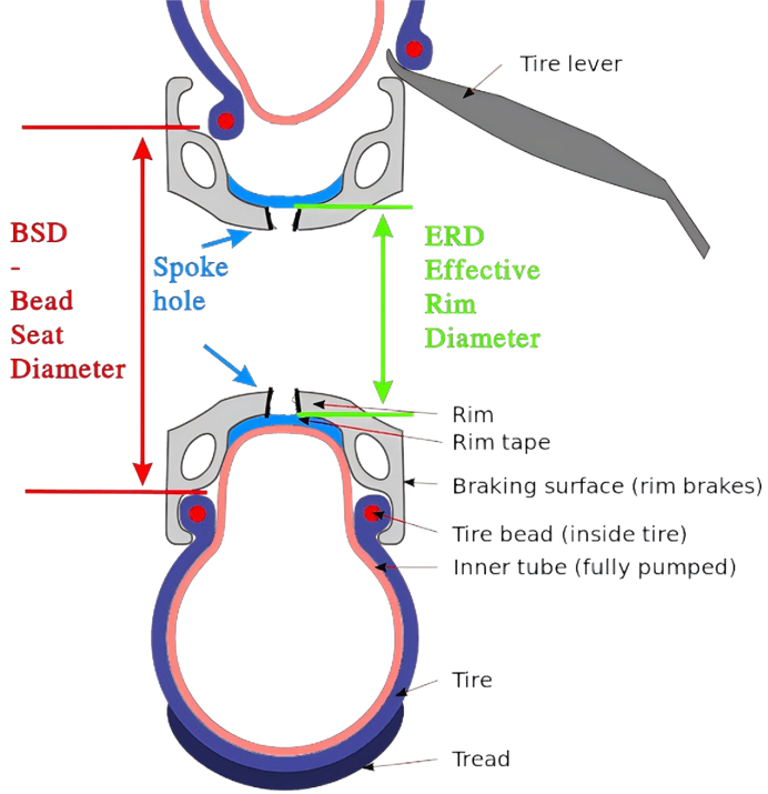 Important rim dimensions: BSD and ERC – cross section sketch