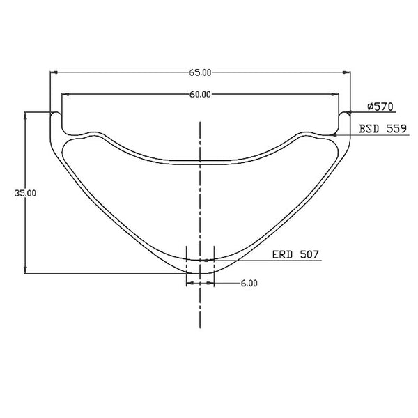 Vetfietsvelg 65 mm geometrie