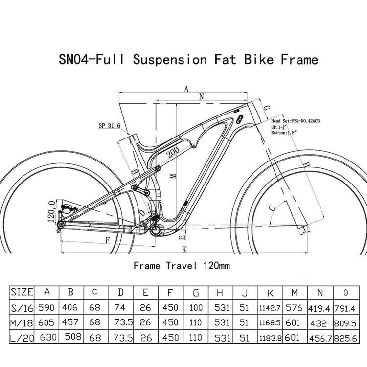 standard bike frame sizes