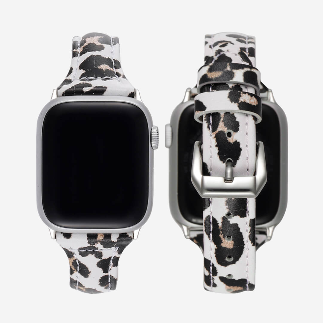 Slim Leather Apple Watch Band - Blonde Leopard