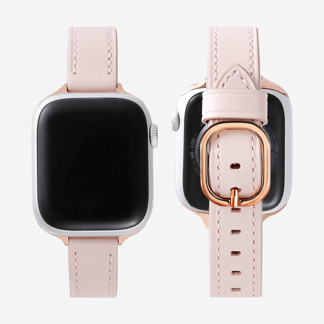 Copenhagen Leather Apple Watch Band - Pink / Vintage Rose Gold