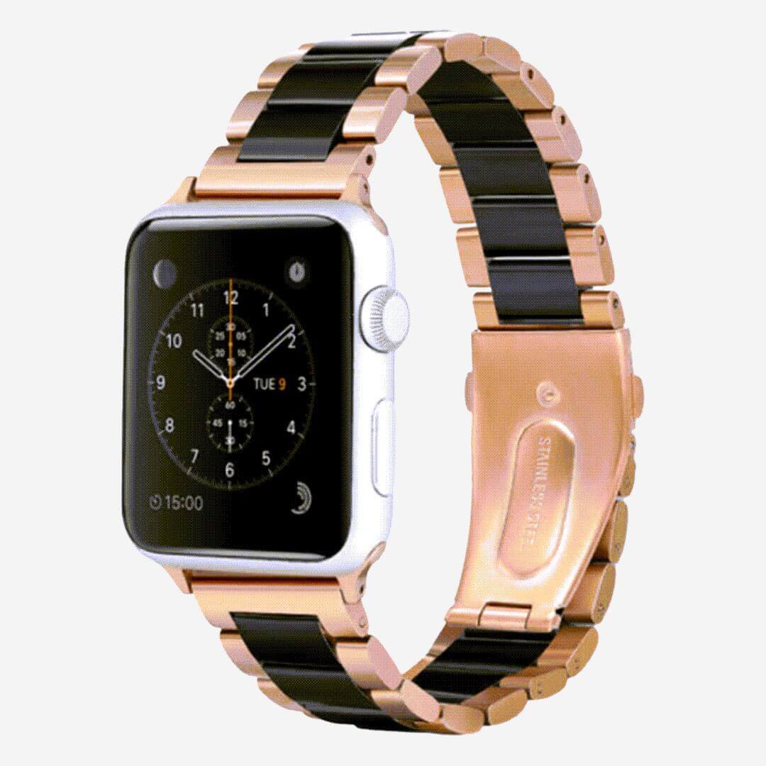 Lisbon Apple Watch Band - Vintage Rose Gold / Black