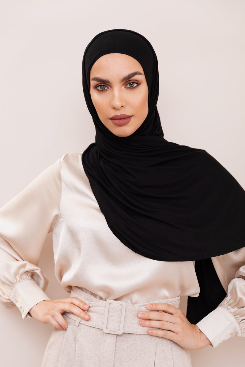 Instant Premium Jersey Hijab  Black Voile Chic  Canada