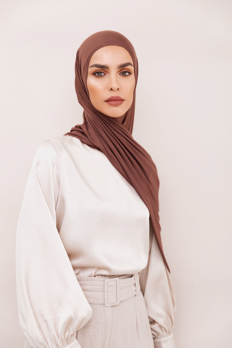 Instant Premium Jersey Hijab - Mocha Brown – Voile Chic - Canada
