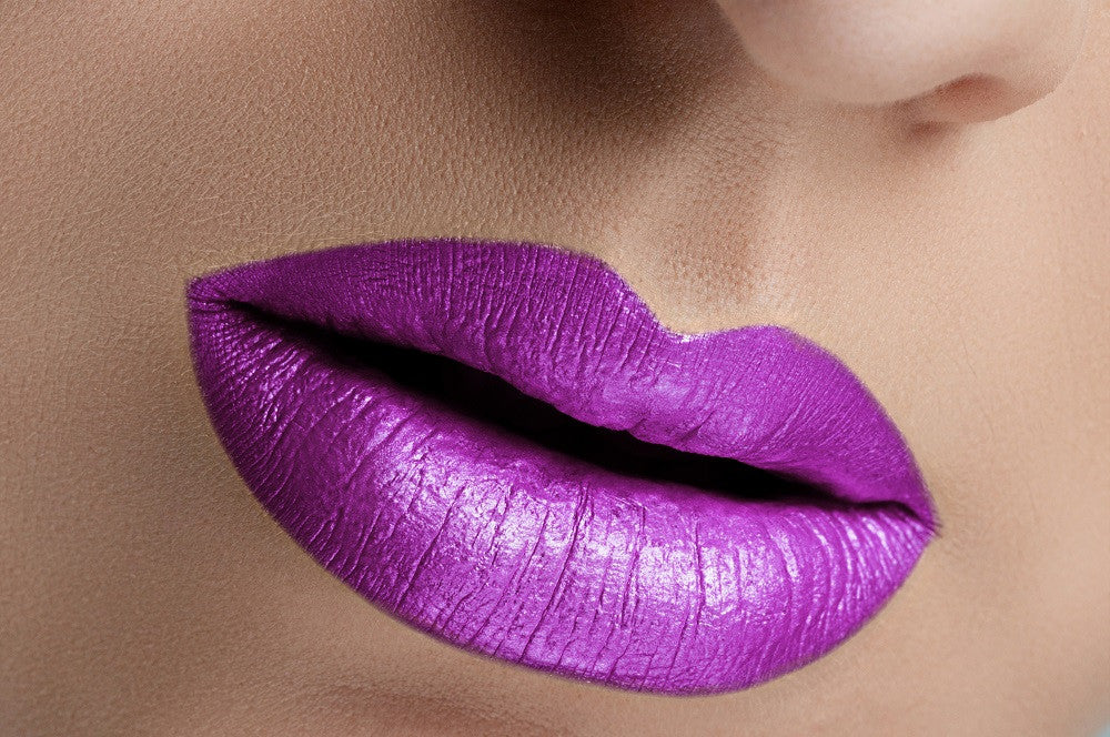 metallic purple lipstick