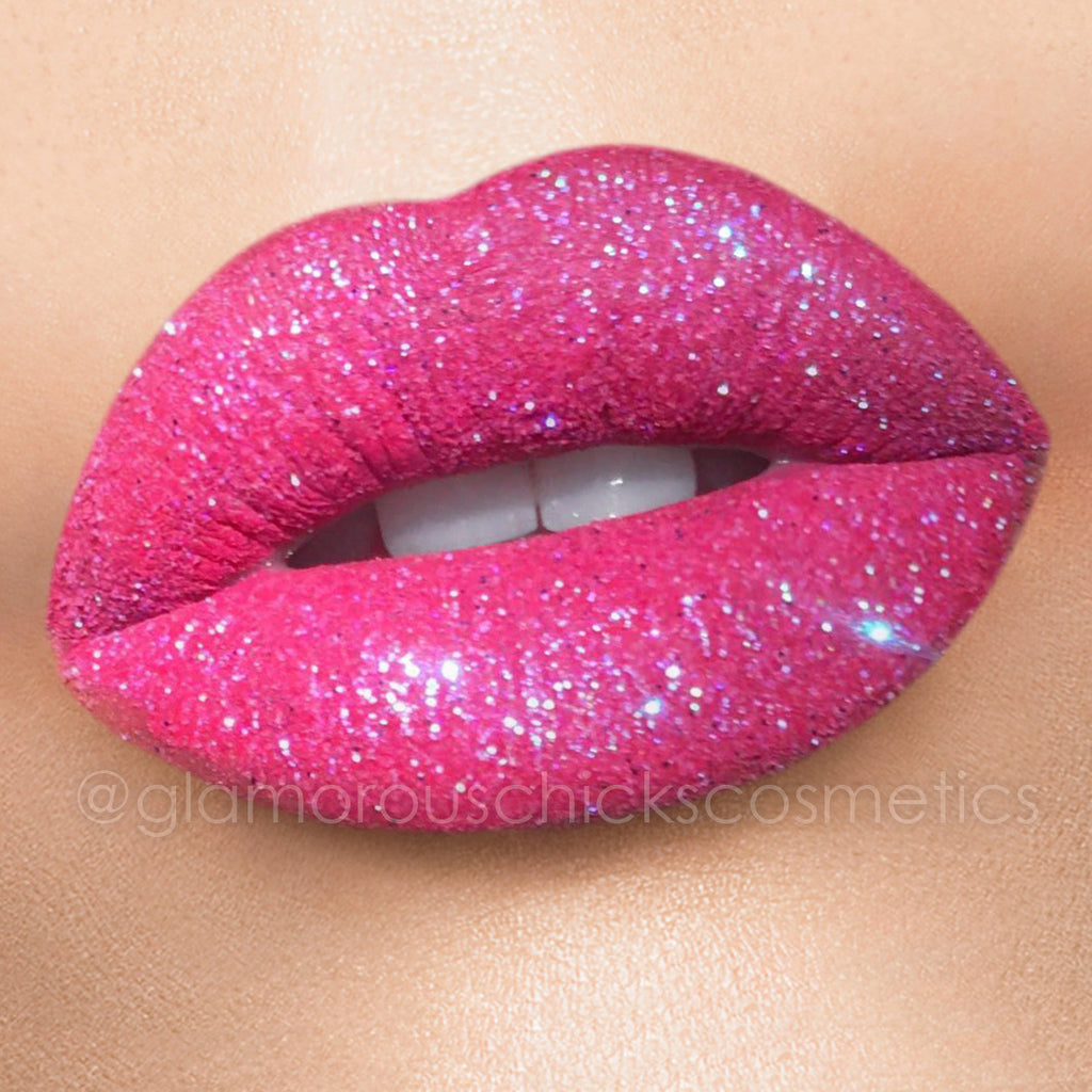 Bubble pink glitter lips