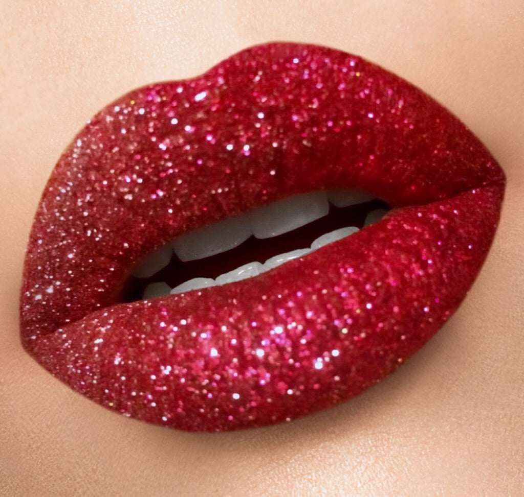 zout Prime Verbaasd complete bright red glitter lip kit - comes with glitter lip brush, &  makeup remover
