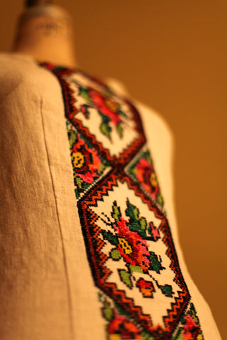 Ukrainian embroidered linen dress