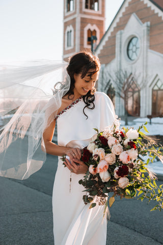 Ukrainian silk wedding dress