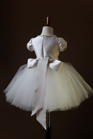 Pearls and tulle flower girl dress