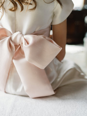 silk flower girl dresses with big bow