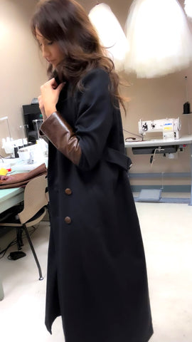 navy wool coat long double breasted