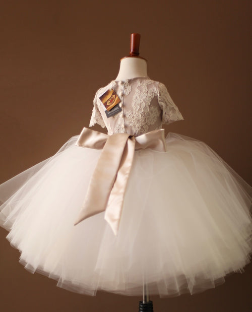 Flower Girl Dress | 5810 Lace Leotard and White Tulle Skirt