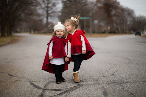 Dark Red Wool Hooded Cape