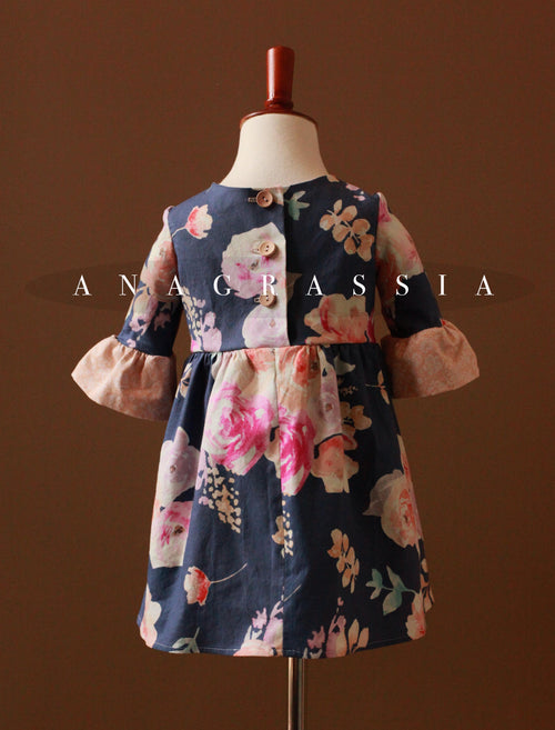 Cotton Floral Dress with Bell Sleeves