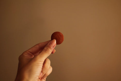 Suede Cognac Leather Button