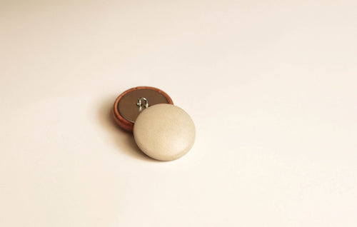 Off White Leather Buttons (Quantity 2)