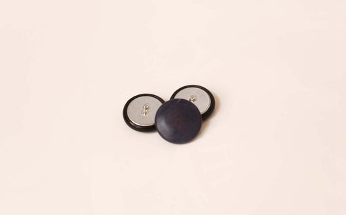 Navy Blue Leather Buttons (Quantity 3)