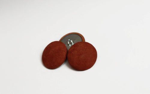 Suede Cognac Leather Buttons (Quantity 3)