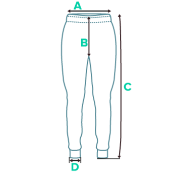 Joggers product measurements chart