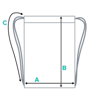 Drawstring Bag product measurements chart