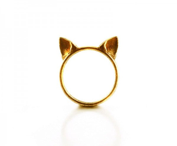 gold cat ears ring