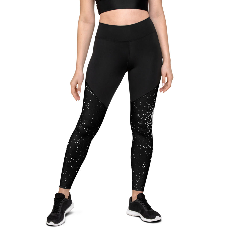 Aurora Sports Leggings - Slimming Effect Compression Fabric with Bum-lift  cut - UPF 50+Protection Vegan Activewear