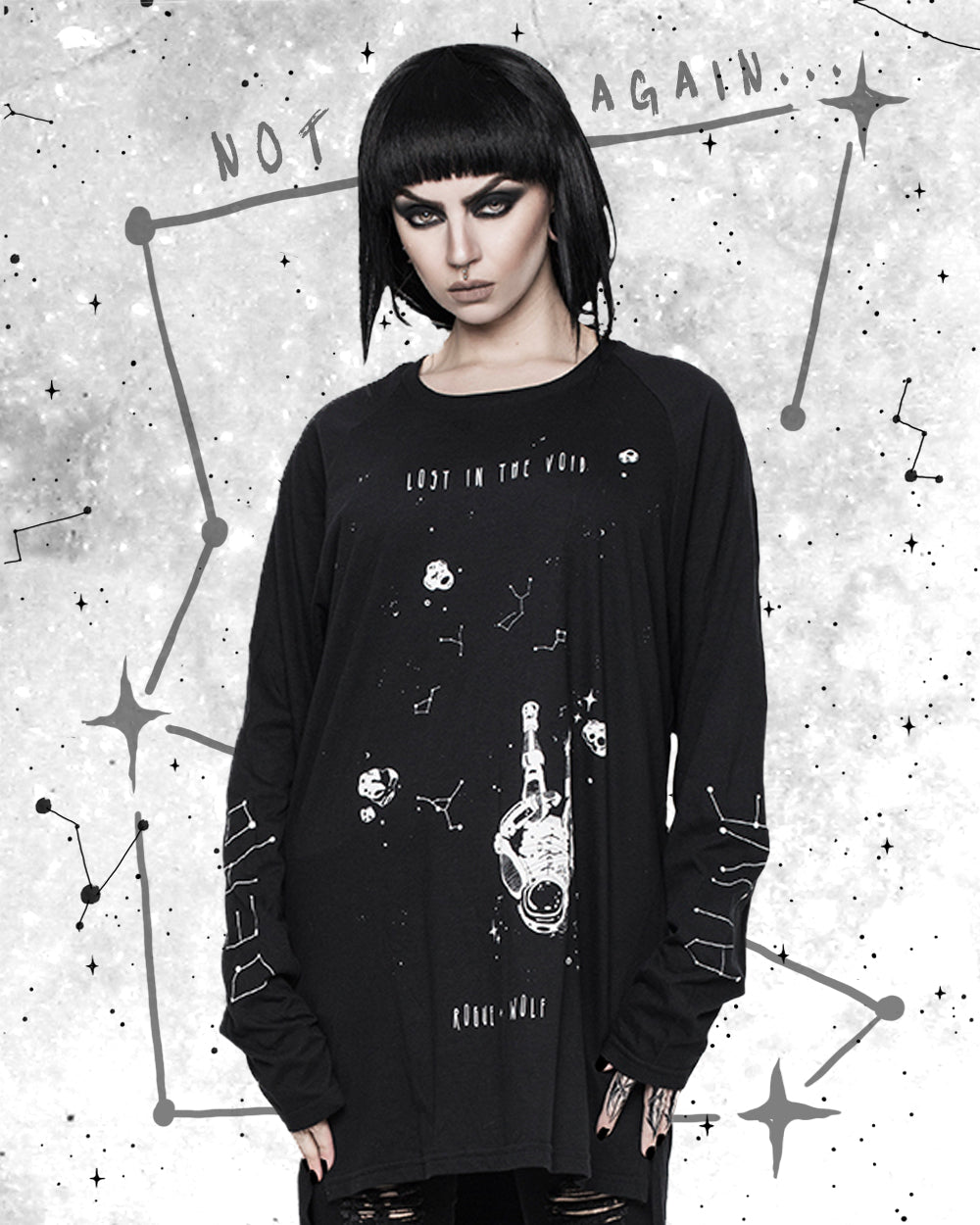 Cat-Astro-Phy Long Sleeve Tee - Unisex & Vegan Alt Goth Cyberpunk Top –  Rogue + Wolf