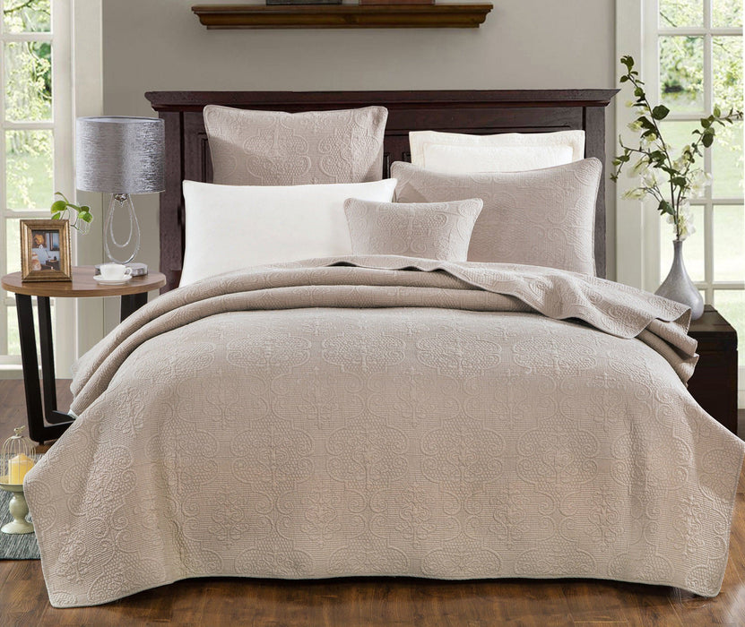 Dada Bedding Neutral Taupe Beige Sand Dollar Elegant Floral Cotton Qui Dada Bedding Collection