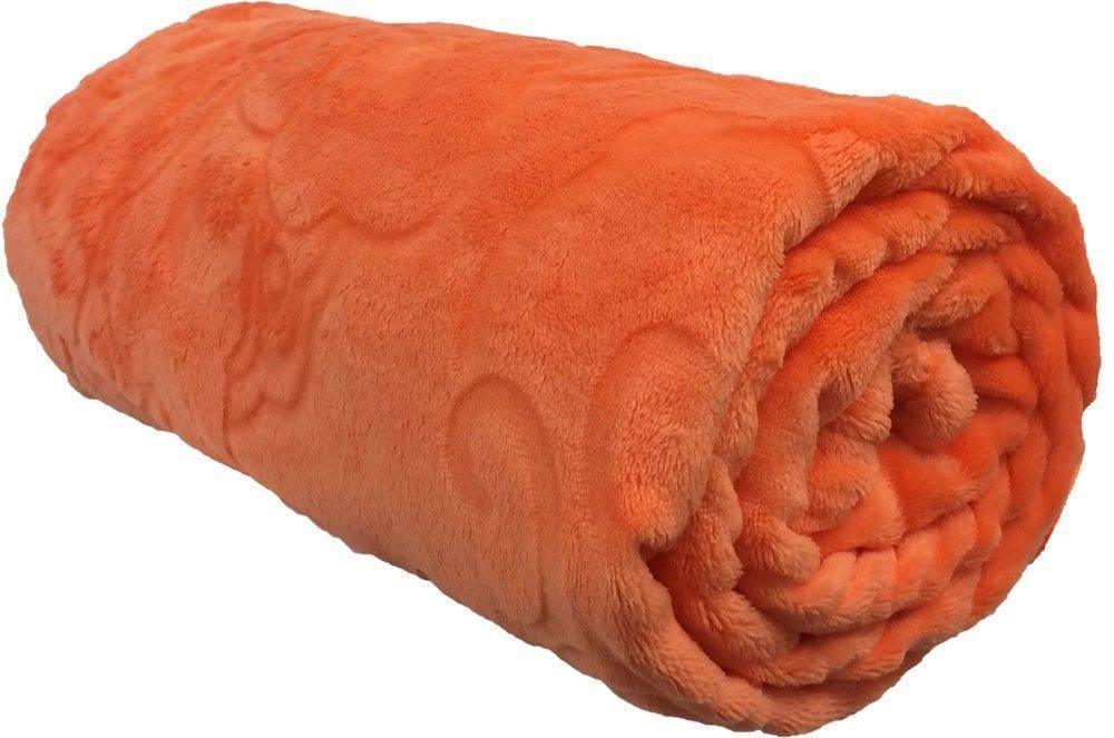 DaDa Bedding Solid Floral Orange Pattern Soft Flannel Fleece Throw Blanket - Twin - 66" x 90"
