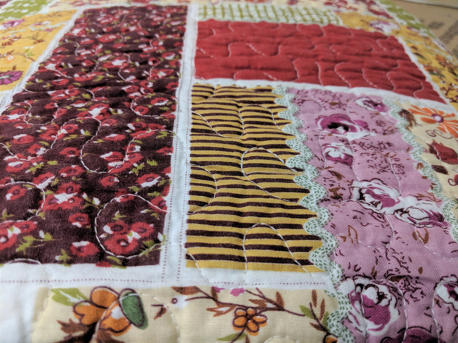 Dada Bedding Multi Colorful Floral Red Patchwork Quilted Coverlet