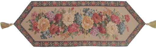 TABLECLOTH - DaDa Bedding Breath of Spring Floral Beige Brown Tapestry Table Runner Cloth (3089) - DaDa Bedding Collection