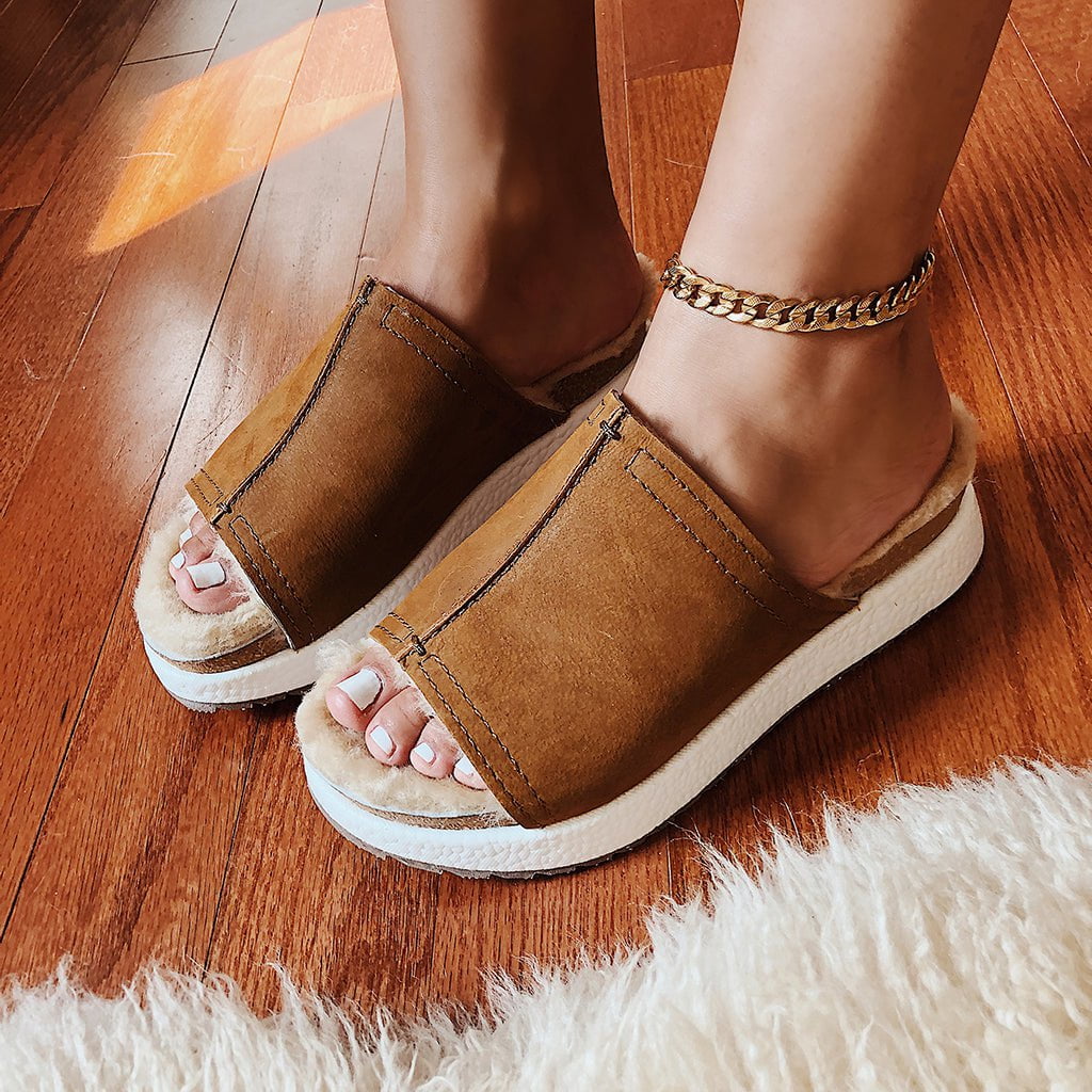 shearling sandals