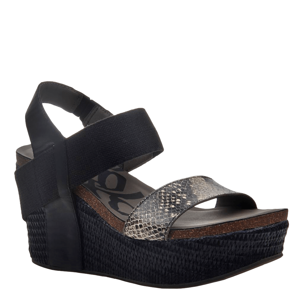 black wedge slip on sandals