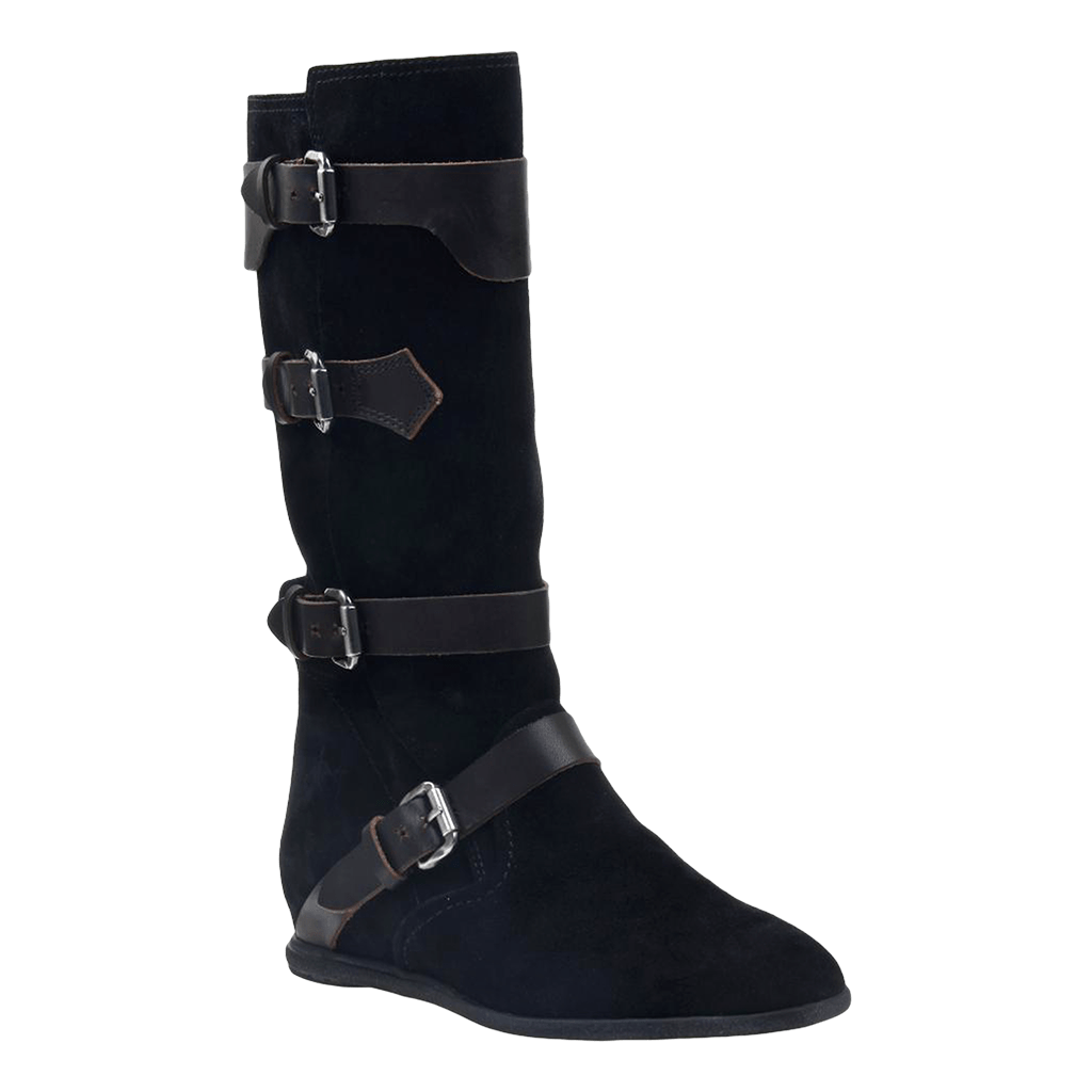 Calamity in Black Suede Mid-Shaft Boots 