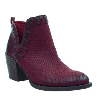 red ankle boots leather