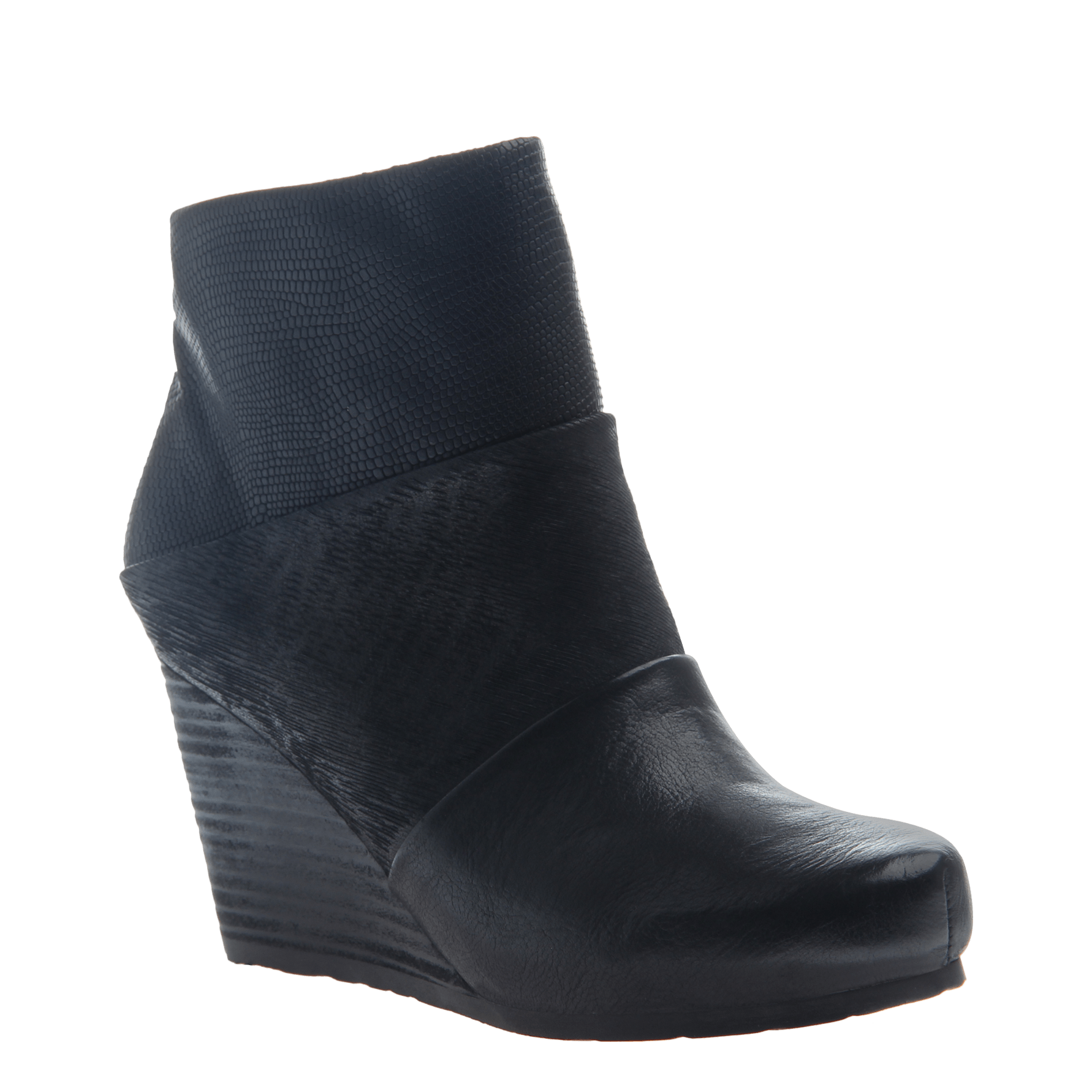 black ankle wedge boot