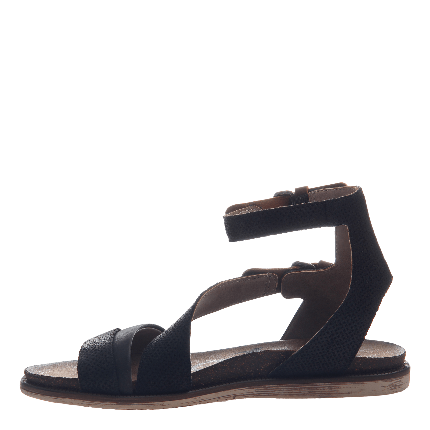 black leather sandals