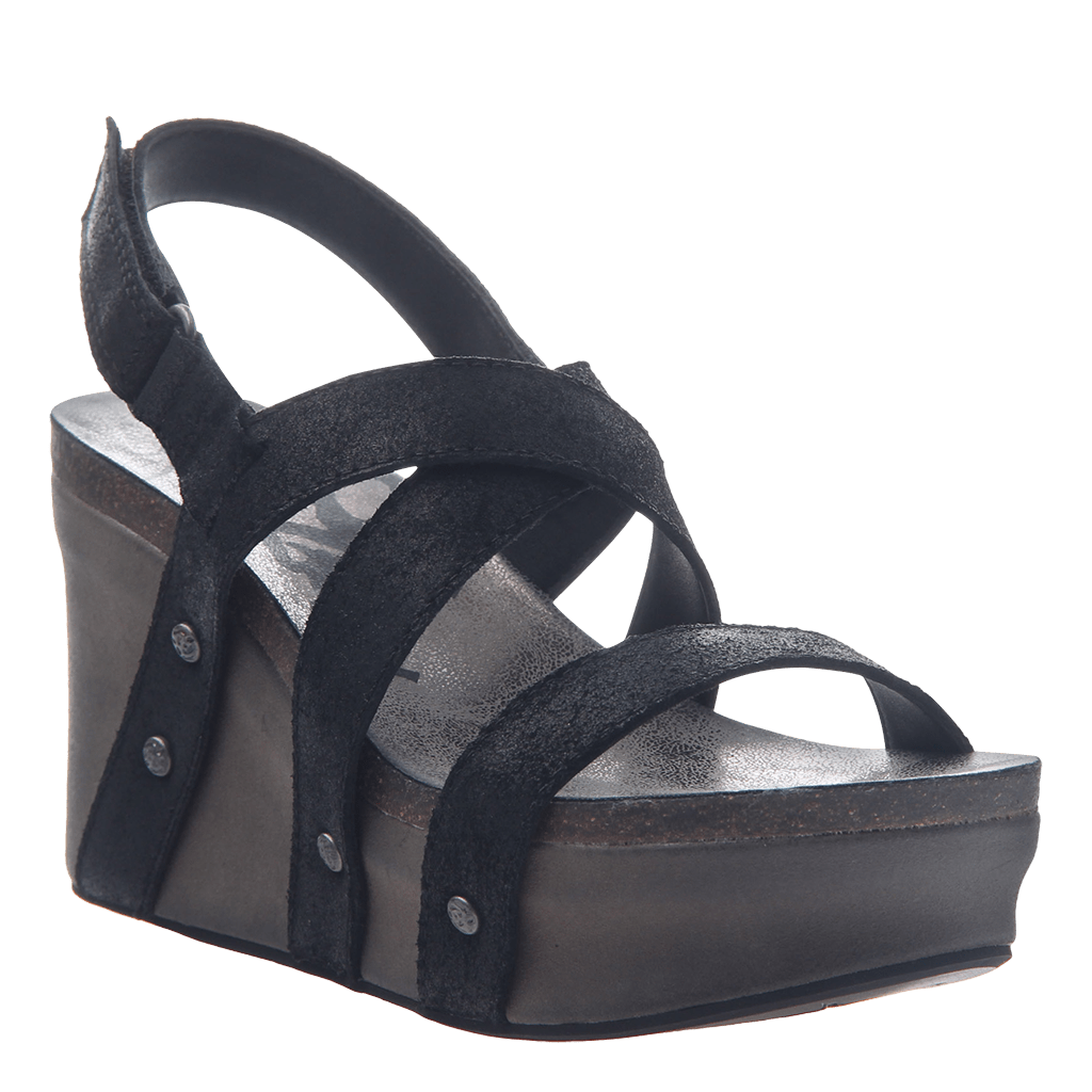 black suede wedge sandal