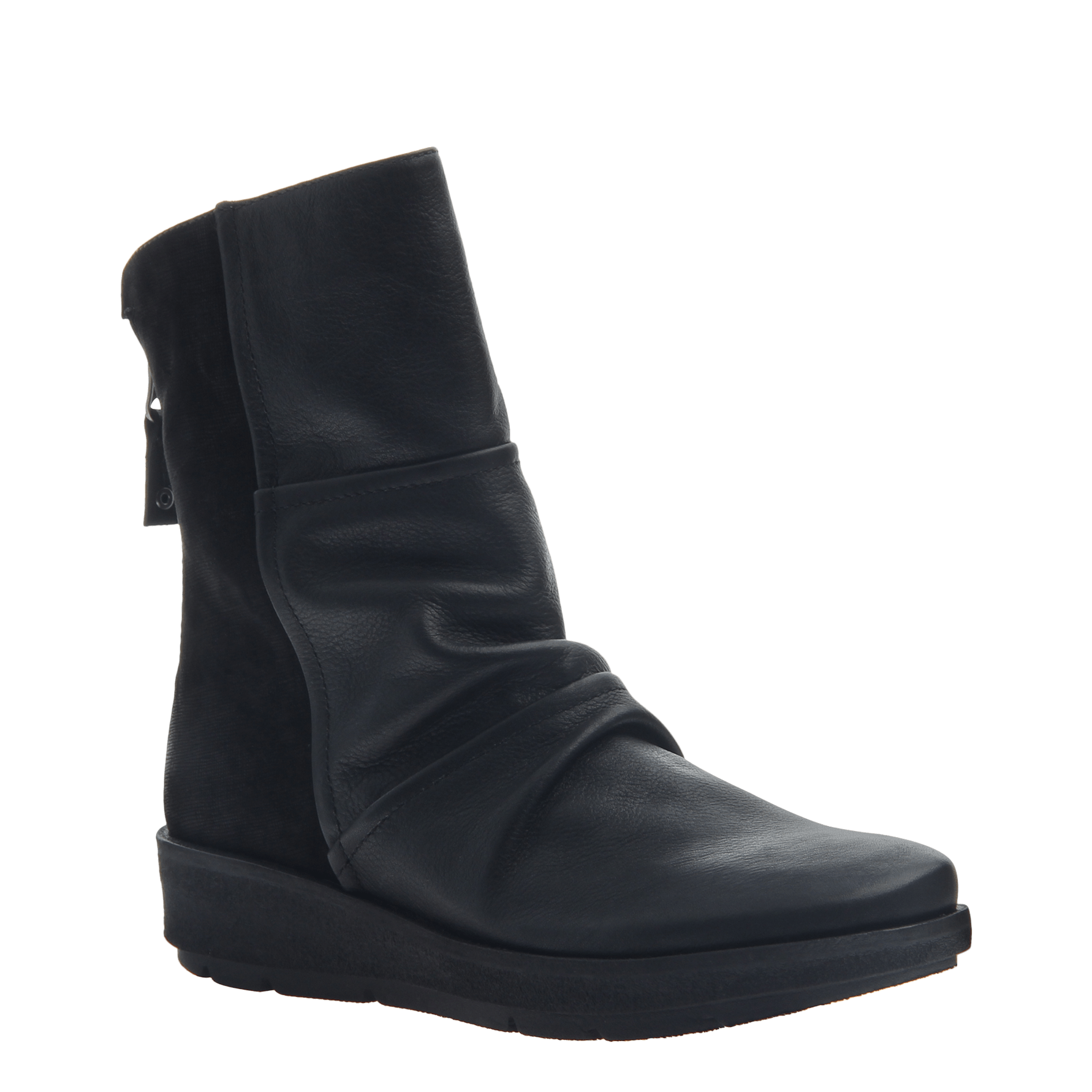 mid shaft black leather boots